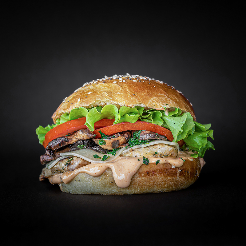 Flash Burger - champignons et poulet rôti